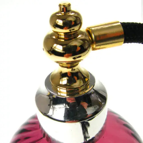 Amethyst colour blown glass perfume atomizer with Sterling