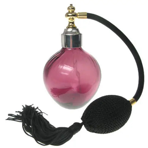 Amethyst colour blown glass perfume atomizer with Sterling