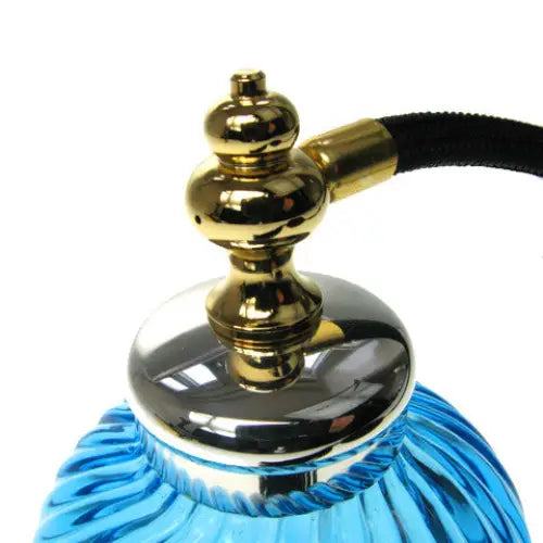 Aqua Blue mouth blown glass perfume fragrance atomizer