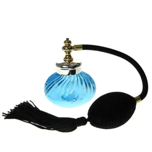 Aqua Blue mouth blown glass perfume fragrance atomizer
