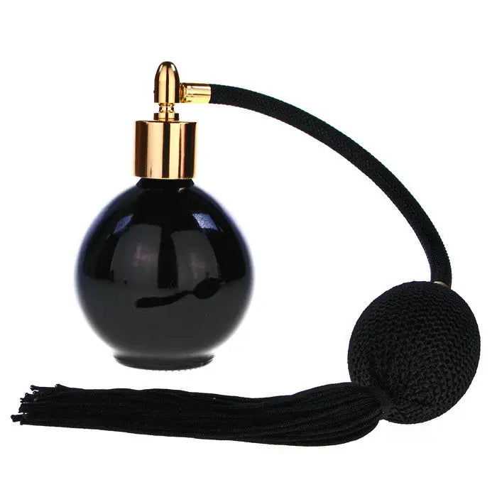 essential atomizer company black gloss round bottle 78ml with black tassel spray