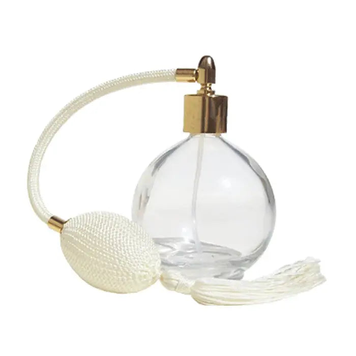 Essential atomizer classic glass dressing tabel atomizer with ivory tassel spray