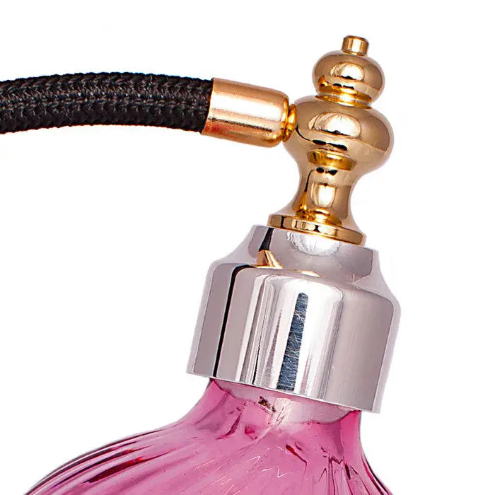 Cranberry Colour glass perfume atomizer with Sterling silver