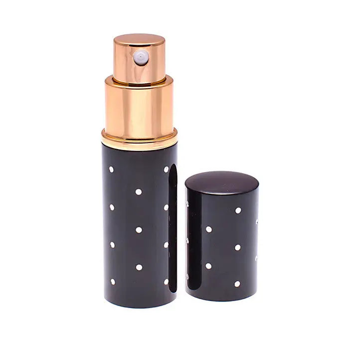 Elegant black & gold 8ml atomizer with silver dots - black