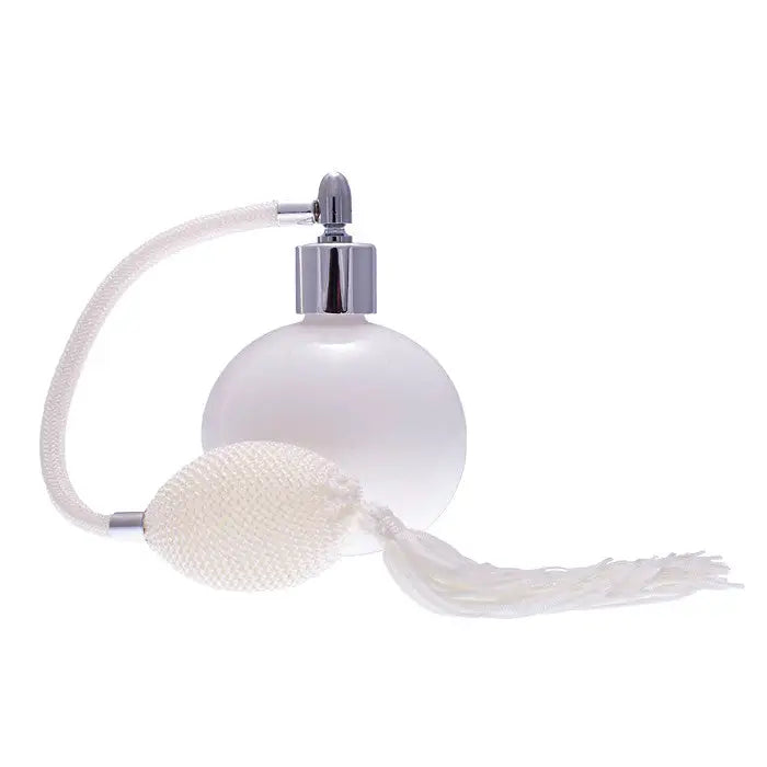 Elegant thick cut white glass perfume atomizer with tassel -