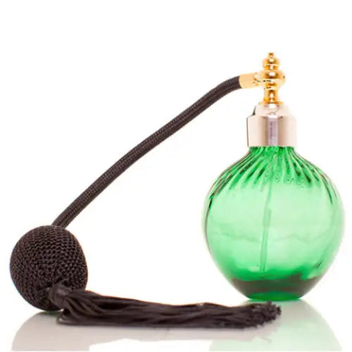 Emerald colour blown glass perfume atomizer with Sterling