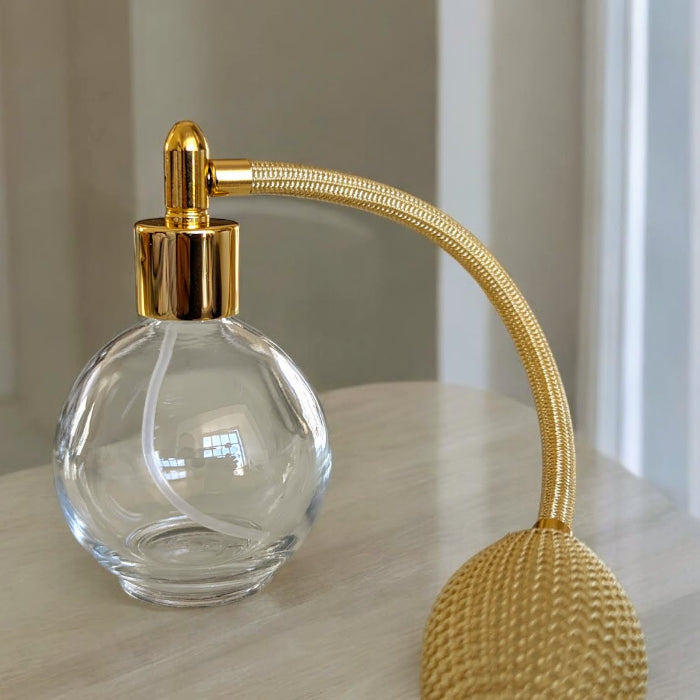 dressing table atomizer with gold tassel spray pump