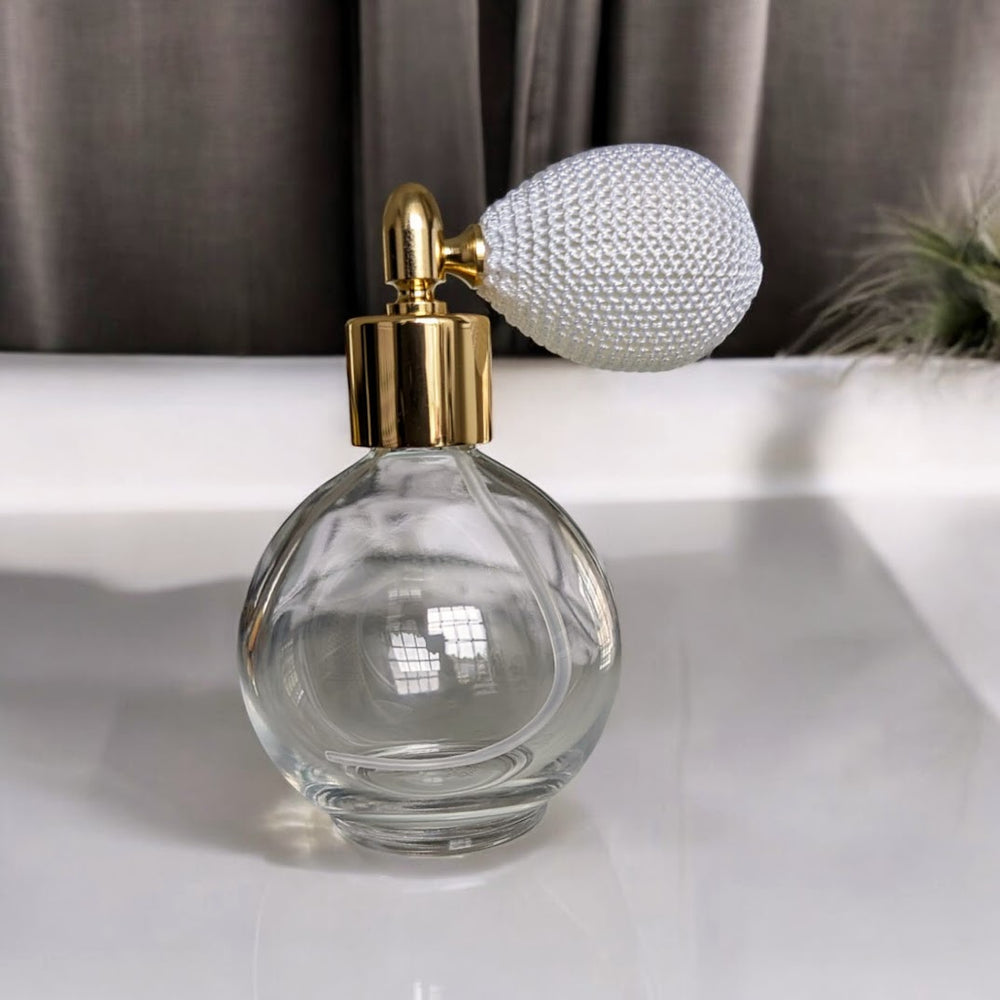 Clear glass 78ml round bottle perfume atomizer with Bulb