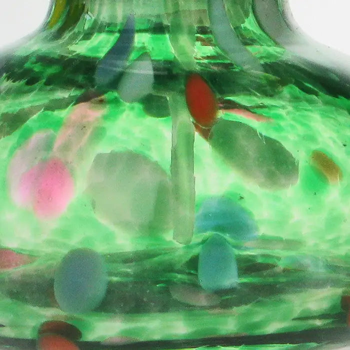 Green mouth blown glass perfume fragrance atomizer with arm