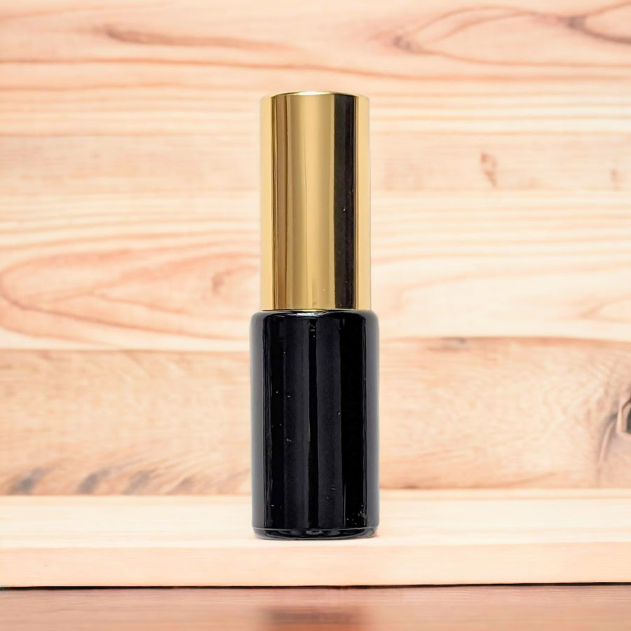 Black glass 10ml atomizer with gold lid