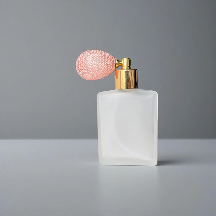 60ml frosted rectangular perfume atomizer with baby pink spray pump