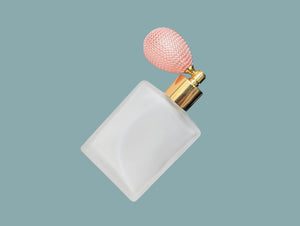 60ml frosted glass perfume atomizer with baby pink bulb pump