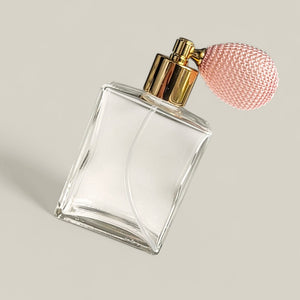 60ml clear bottle rectangle perfume atomizer with pink bulb