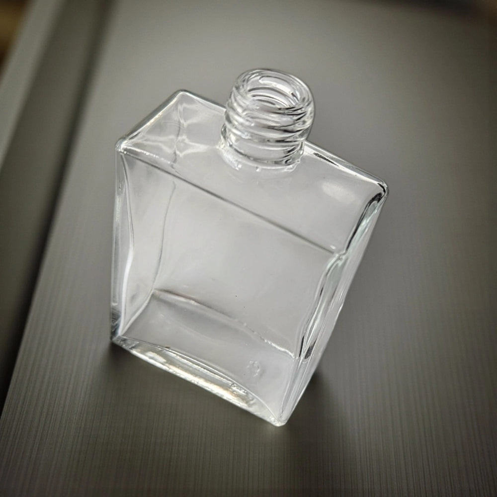 Clear glass 60ml perfume atomizer with Pink Bulb & Gold fitting