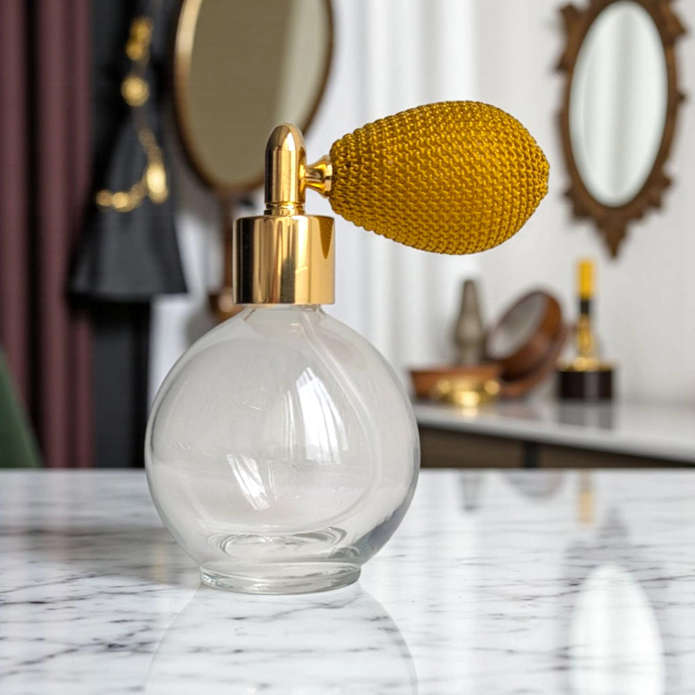 Clear glass 78ml round bottle perfume atomizer with Bulb