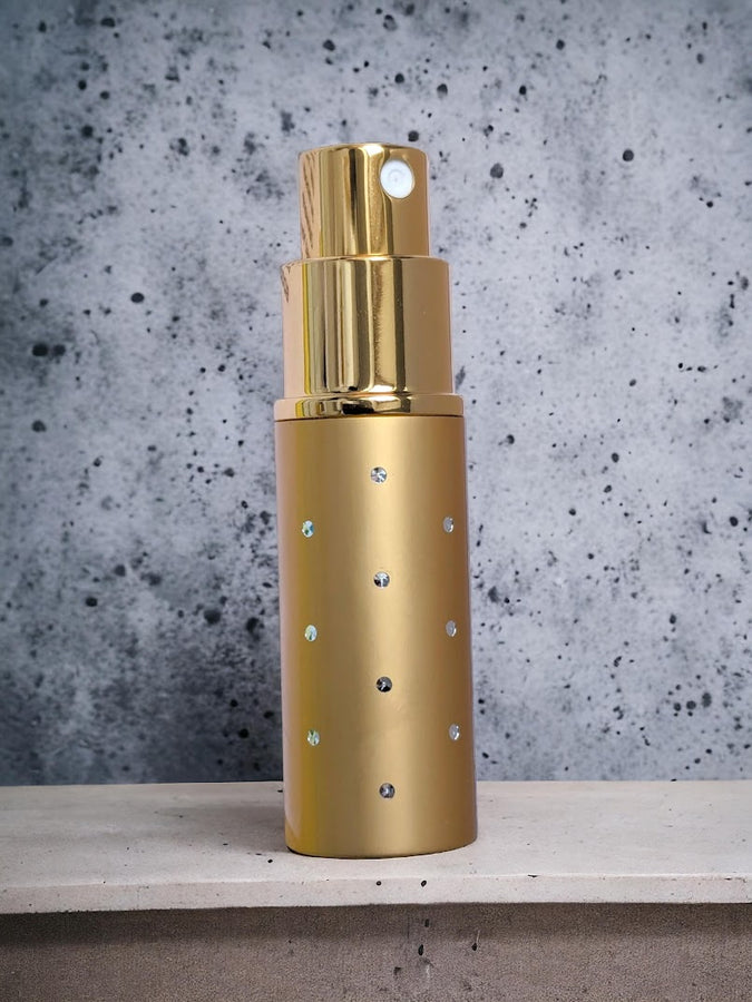 Elegant gold 8ml atomizer with silver dots