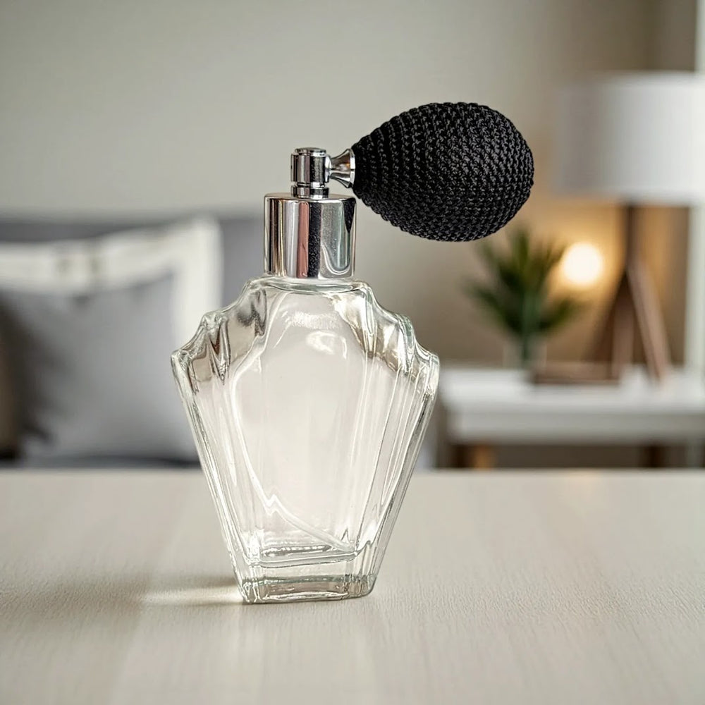 Flair clear glass 46ml perfume atomizer with bulb pump