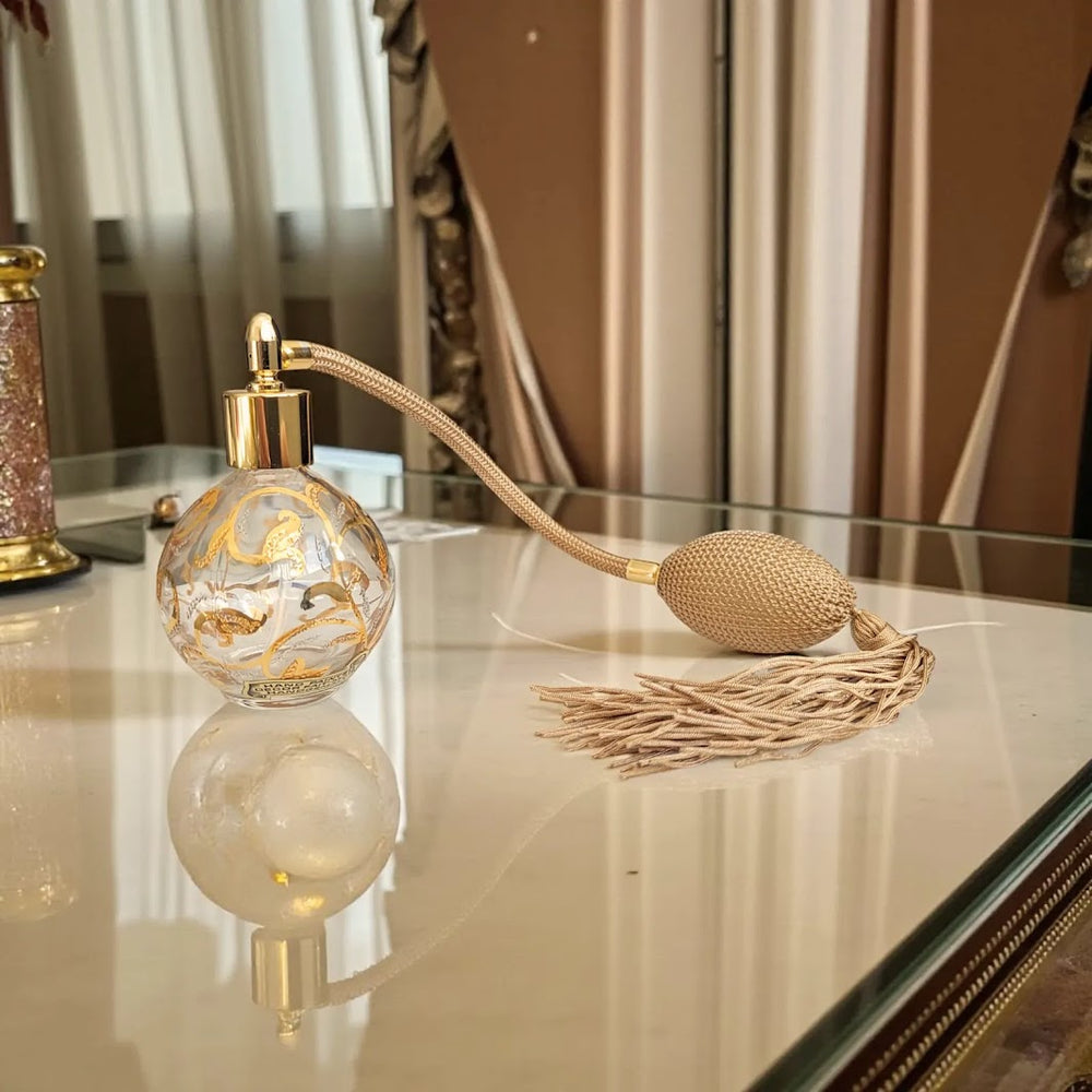 Hand painted round bottle perfume atomizer with Gold tassel