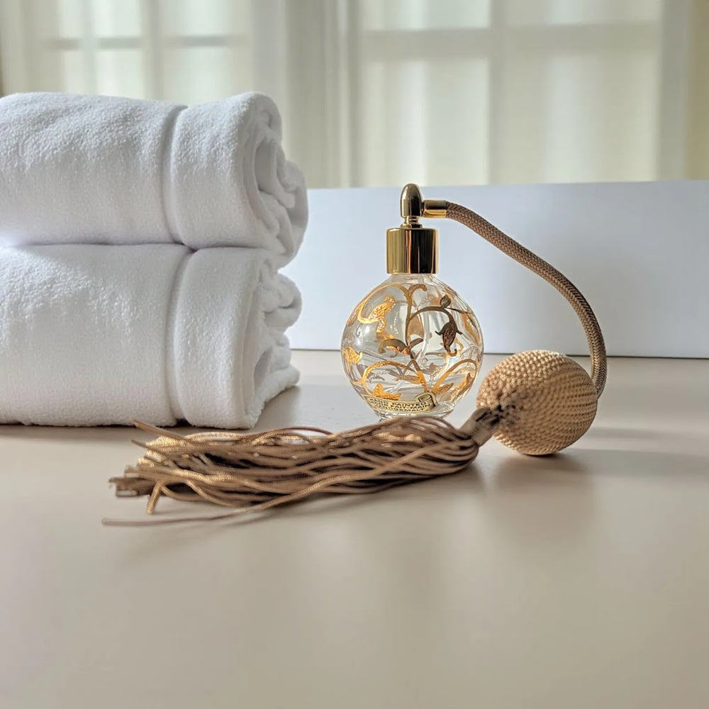 Hand painted round bottle perfume atomizer with Gold tassel