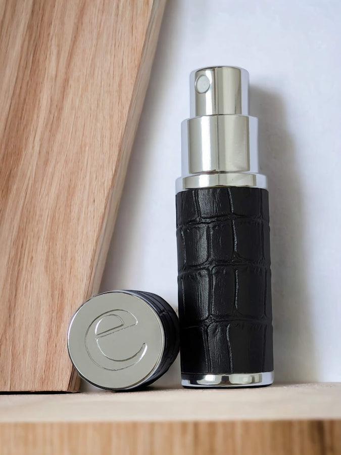 Black & Silver Faux Croc 8ml Perfume & Aftershave Travel Atomizer