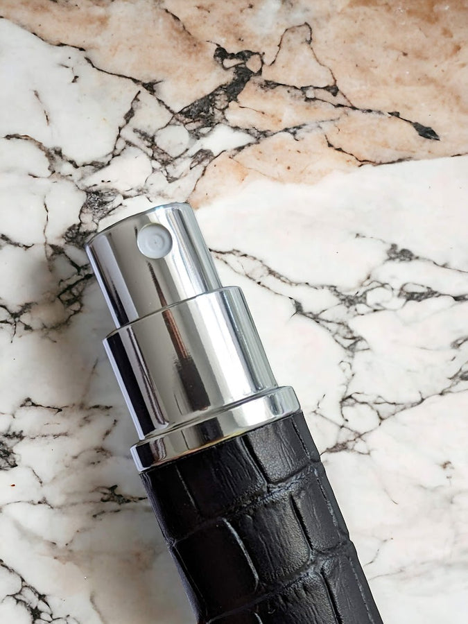 Black & Silver Faux Croc 8ml Perfume & Aftershave Travel Atomizer