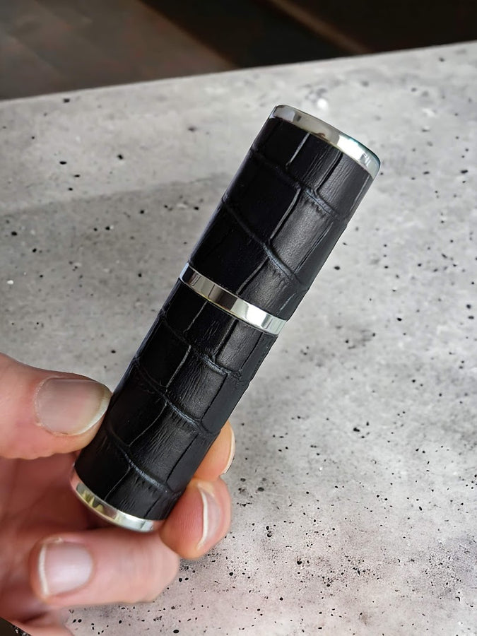 Black & Silver Faux Croc 8ml Perfume & Aftershave Travel Atomizer