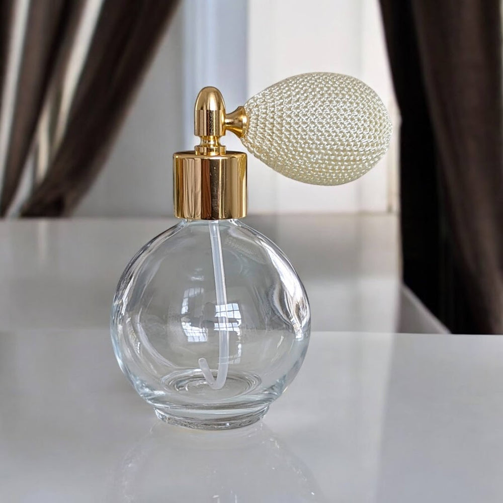 Clear glass 78ml round bottle perfume atomizer with Bulb