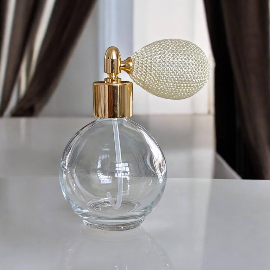 Clear glass 78ml round bottle perfume atomizer with Bulb