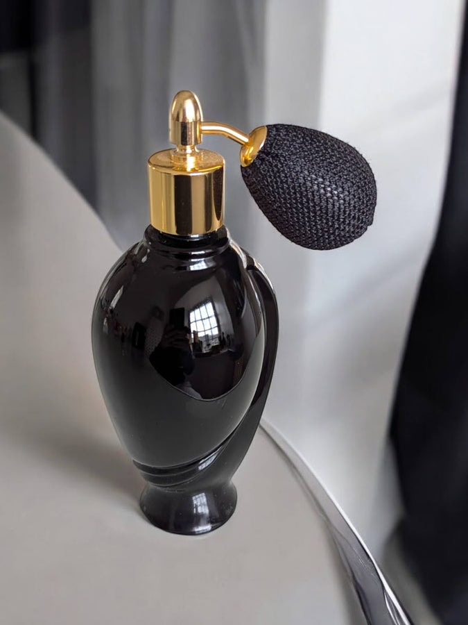 Tall French labo black glass 100ml bulb atomizer