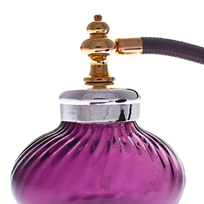 Amertyst glass perfume fragrance atomizer with silver plated