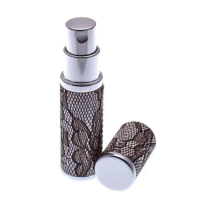 Travel in style with our Black Lace Design 5ml Perfume Atomizer
