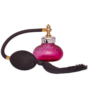 Cranberry glass perfume atomizer with silver plated spray