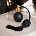 Classic matt black glass 78ml round bottle perfume atomizer with tassel