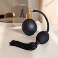 Classic matt black glass 78ml round bottle perfume atomizer with tassel