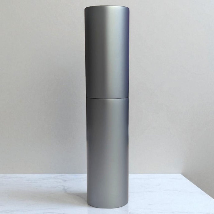 essential atomizer sleek grey twist up 8ml perfume atomizer side view