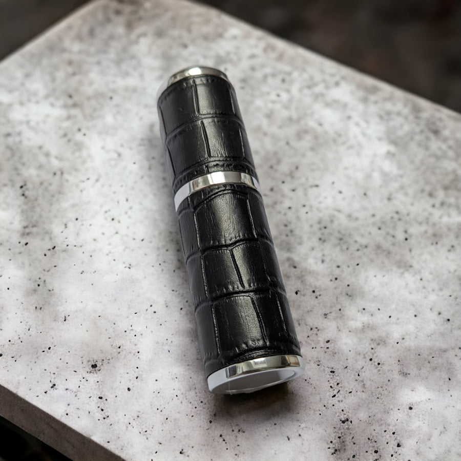 Black & Silver Faux Croc 8ml Perfume & Aftershave Travel Atomizer