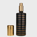 Hand Painted Black & gold stripe pattern atomizer & soap