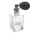 Heavy Clear glass square cut 50ml atomizer with bulb top -