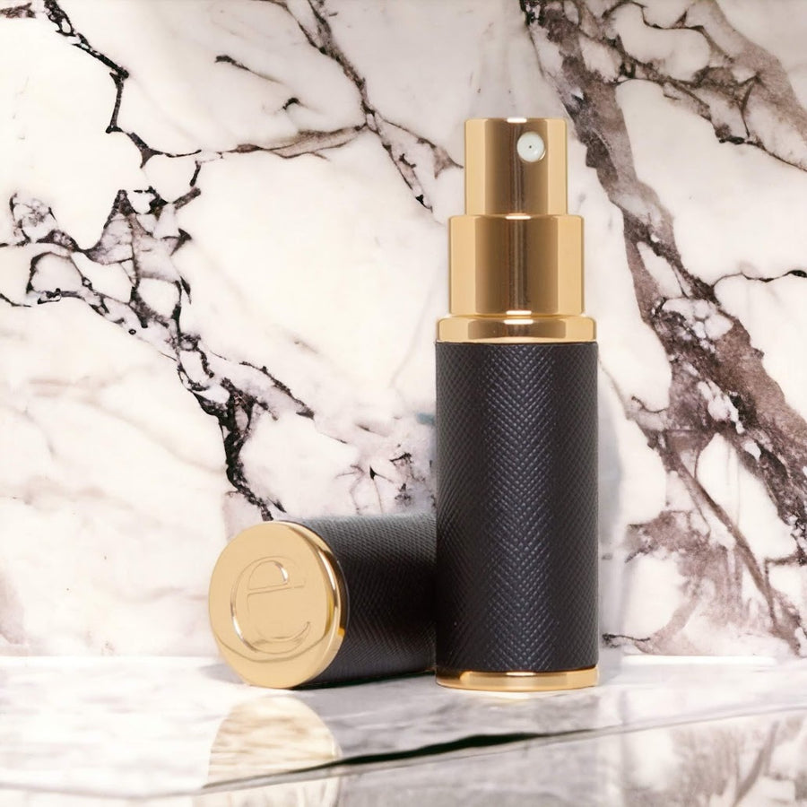 The Essential Atomizer Saffiano Real Leather with Gold 8ml Fragrance Atomizer