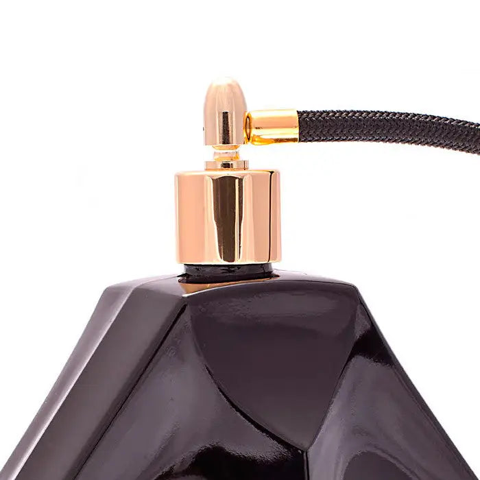 Shaped thick cut black glass with black tassel - BLACK /