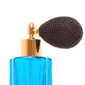 Tall Blue Ribbed Perfume Bottle with Bulb Atomizer 60ml -