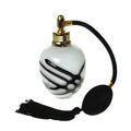 White glass bowl atomizer with black stripe pattern - White